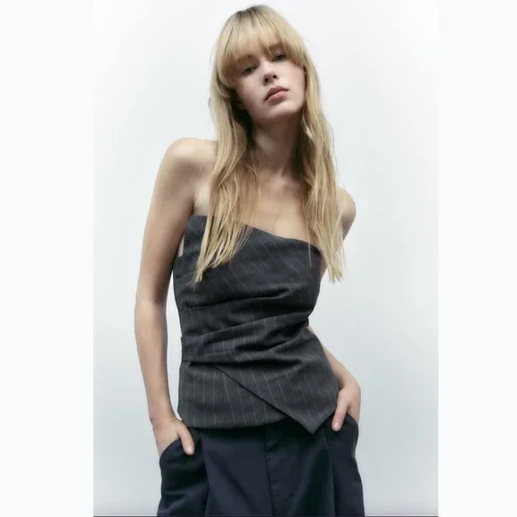 BLOGGER'S FAVE! Zara Corset Dark Gray NWT - Picture 15 of 17